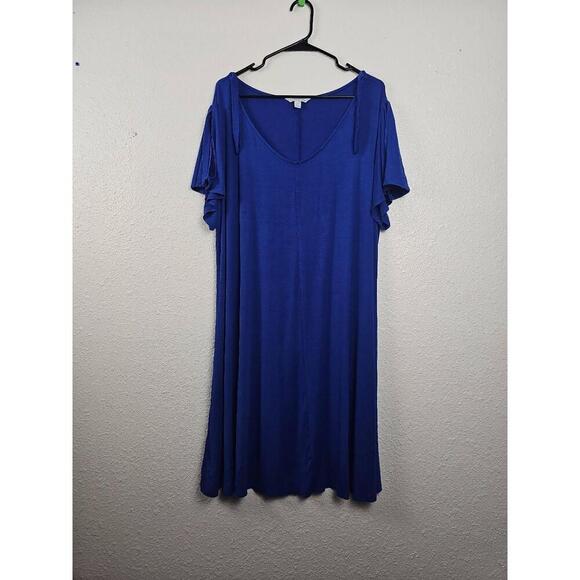 A Classy Chic Boutique Dresses & Skirts - Boutique Plus 2X Blue Open Sleeve Knee Length Women's Dress PreOwned